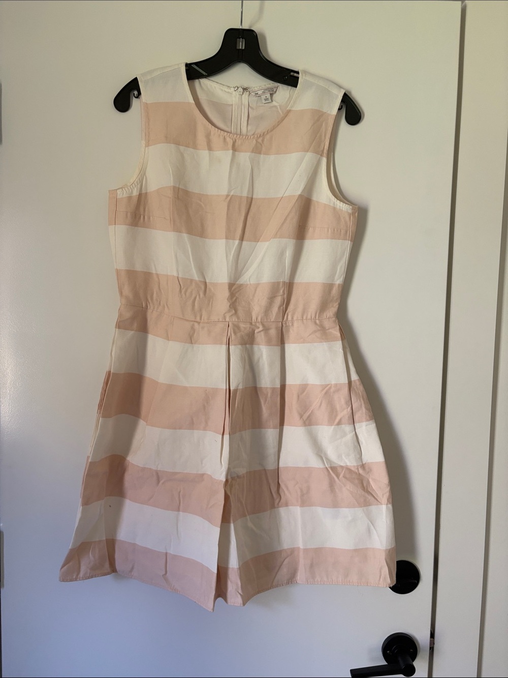 GAP Sleeveless Midi Dress in Cream and Light Peach Stripes